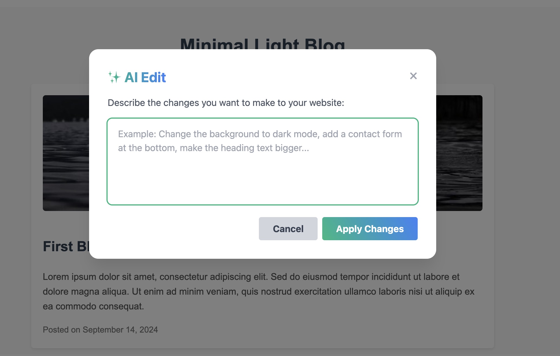 AI Edit Modal Interface
