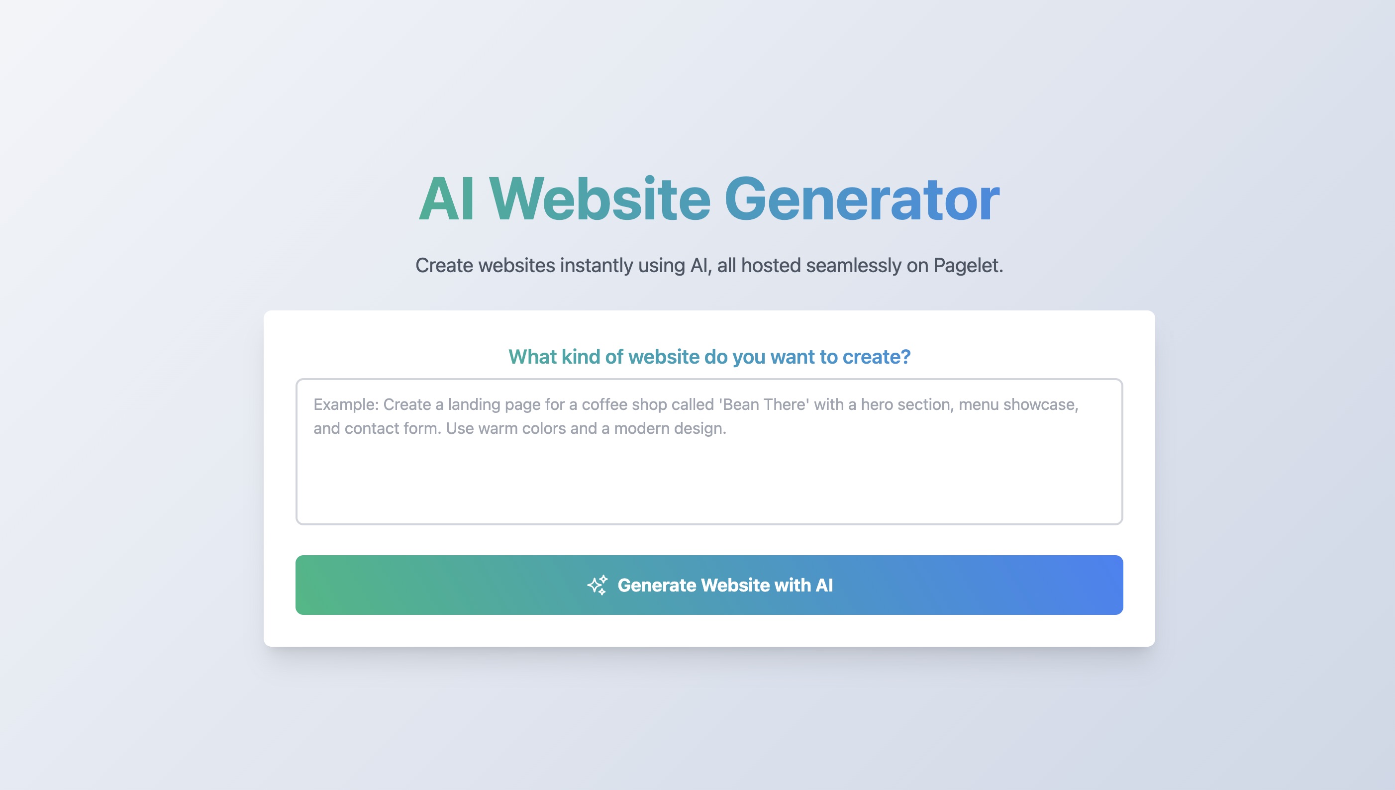 AI Website Generator Interface