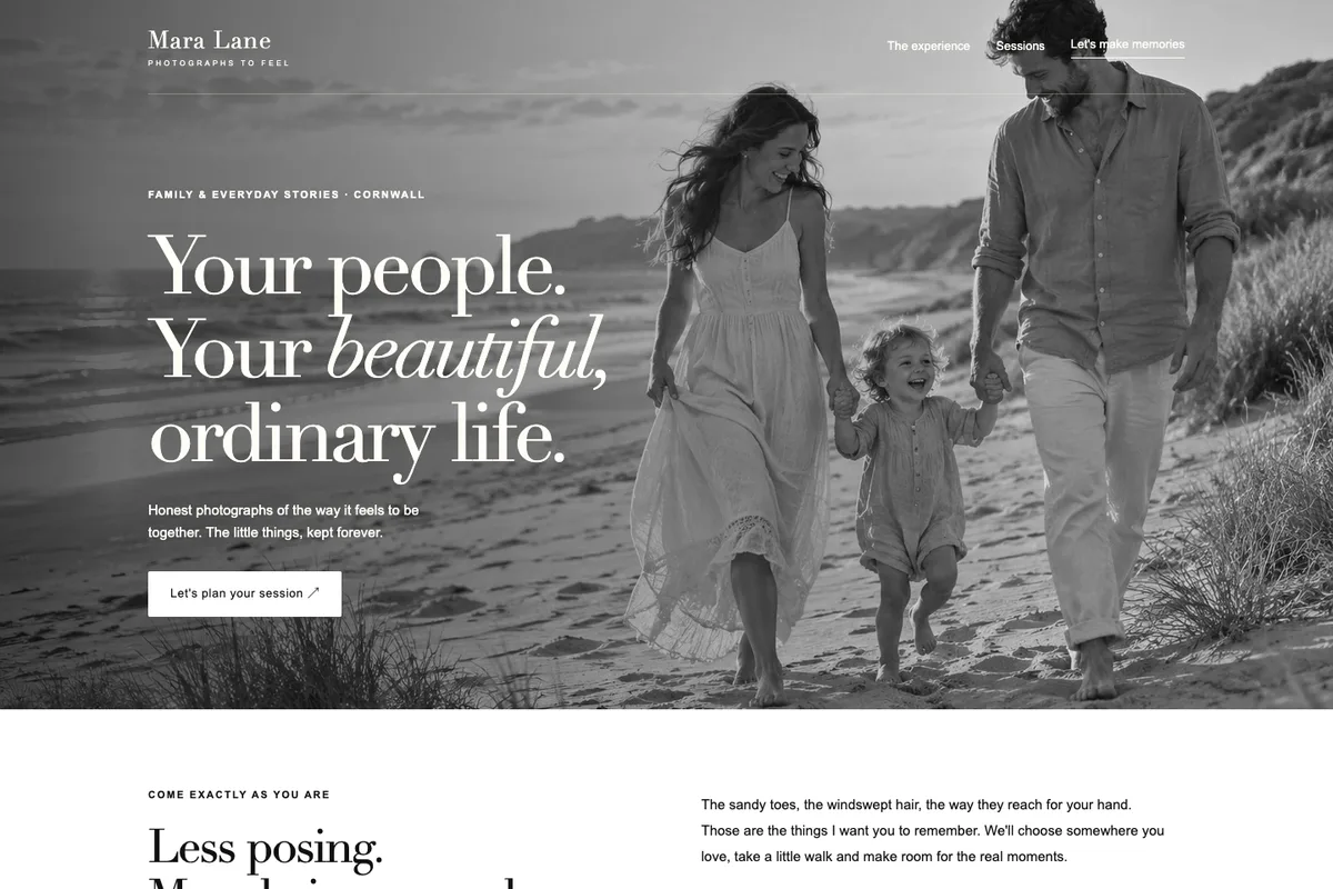 Screenshot of Mara Lane Photography