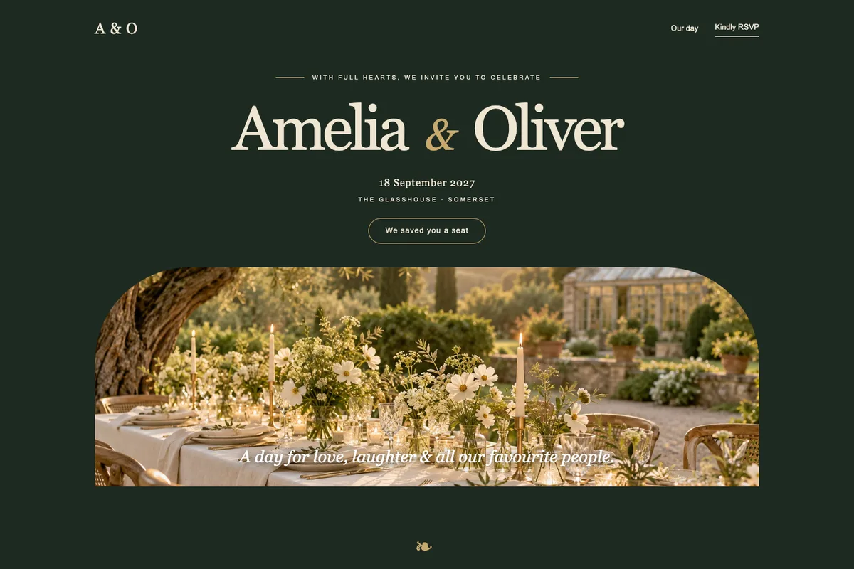 Screenshot of Amelia & Oliver — a garden wedding